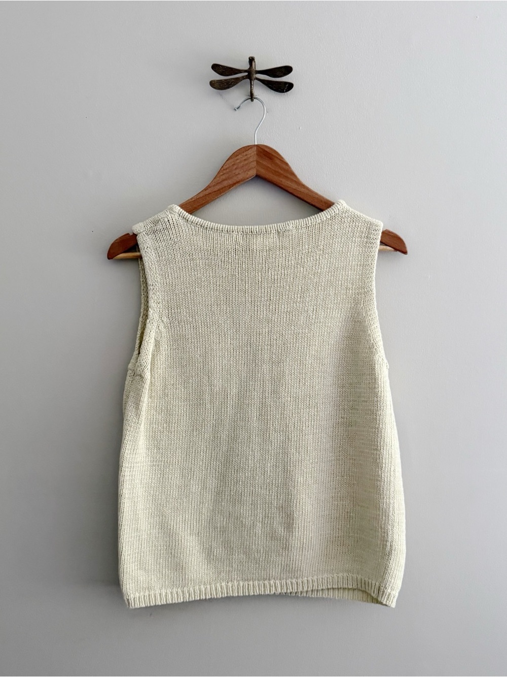 90 Sleeveless Cotton Knit Tank Sweater in Cream Womens Medium - Picture 4 of 4